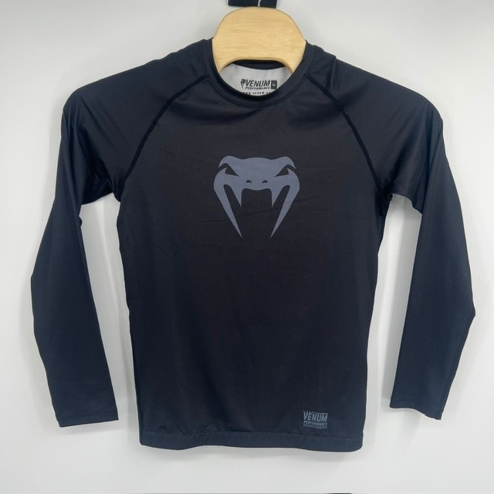 Venum Performance Men's XL MMA Rashguard Compression Long Sleeve Black Shirt